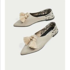 Zara Leather Flat with Tassels